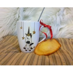 Tasse Mug à thé ou café Licorne en céramique peint à la main Noir et Or pour maman ou enfant