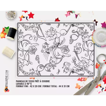 Coupon tissu Set de table Motif Chats Bal masqué Halloween tissu