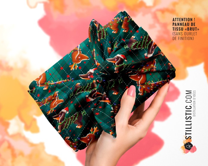 Coupon furoshiki Teckels Noël