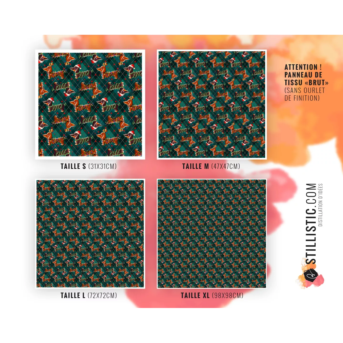 Coupon furoshiki Teckels Noël