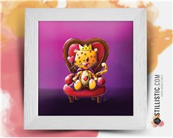 Cadre carré avec Illustration  Léopard Roi des Coeurs pour Chambre Enfant bébé 25x25cm