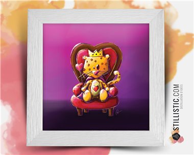 Cadre carré avec Illustration  Léopard Roi des Coeurs pour Chambre Enfant bébé 25x25cm