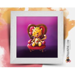 Cadre carré avec Illustration  Léopard Roi des Coeurs pour Chambre Enfant bébé 25x25cm