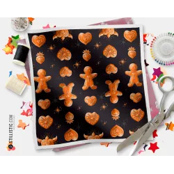 Coupon illustré Ex-Votos Pain d'épices Noël tissu coton ou minky