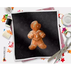 Coupon illustré Bonhomme croqué Ex-Votos Noël tissu coton ou minky