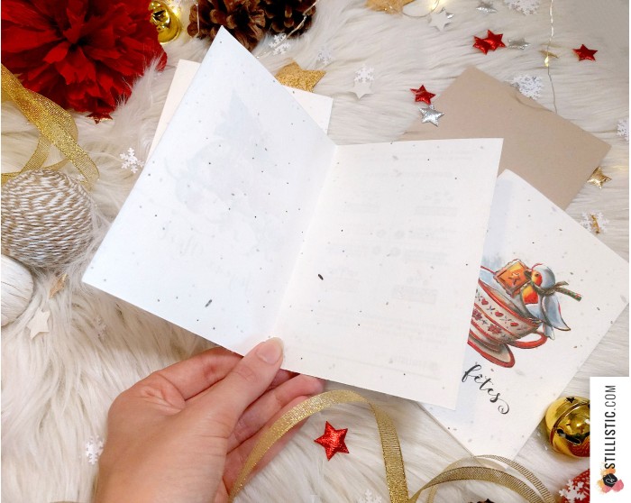 Carte de voeux à planter Chat Bal masqué + enveloppe