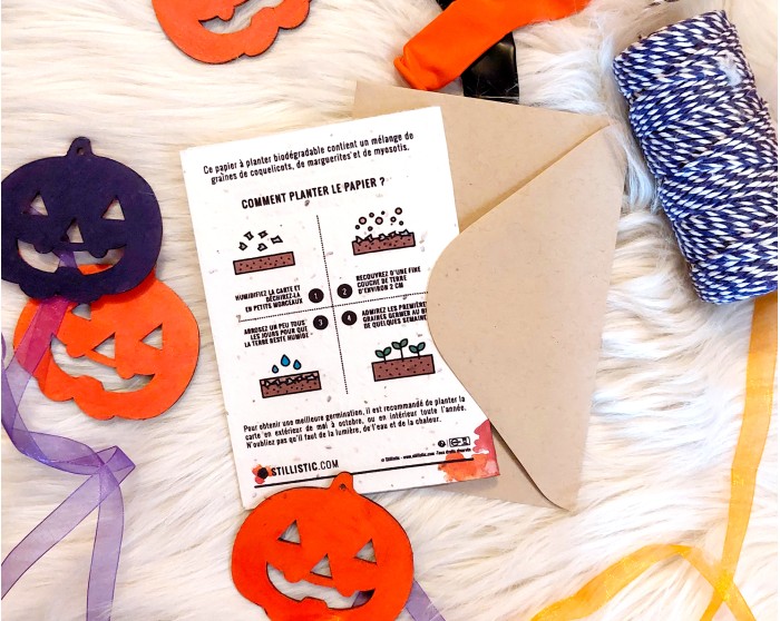 Carte de voeux à planter Chat Bal masqué + enveloppe
