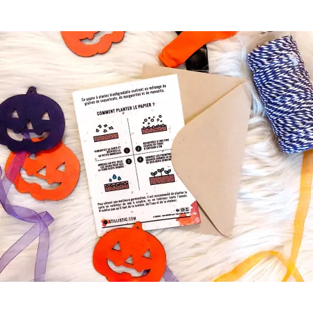 Carte de voeux à planter Chat Bal masqué + enveloppe