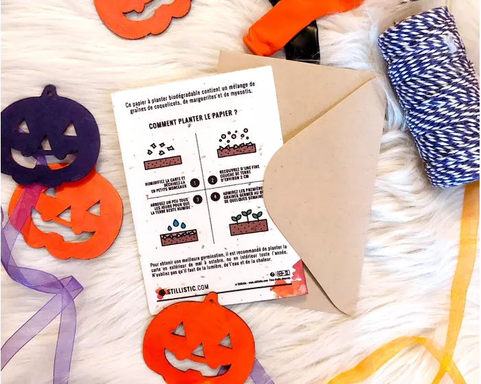 Carte de voeux à planter Chat Bal masqué + enveloppe