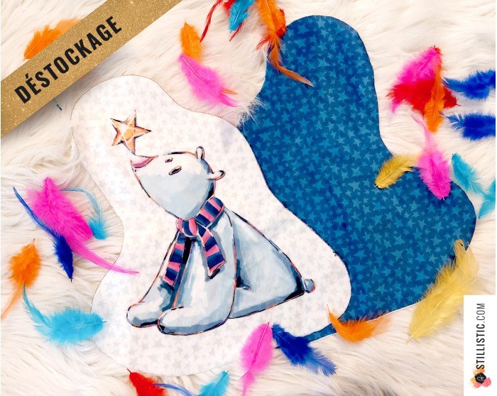 DESTOCKAGE Prototype Coupon coussin tissu ours polaire minky