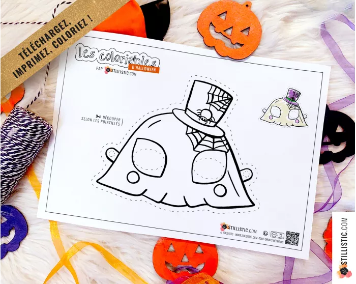 Lot 3 Masques enfant Halloween Fantôme Magicien Dia de los Muertos à imprimer et colorier