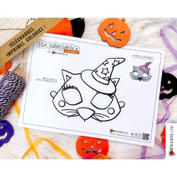 Masque enfant coloriable Chat magicien Halloween