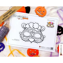 Masque enfant coloriable Souris Dia de los muertos Halloween