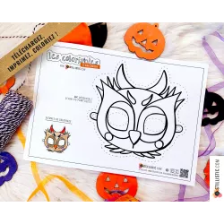 Masque enfant coloriable Hibou Halloween