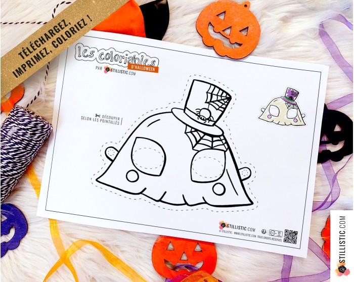 Masque enfant coloriable Fantôme Halloween