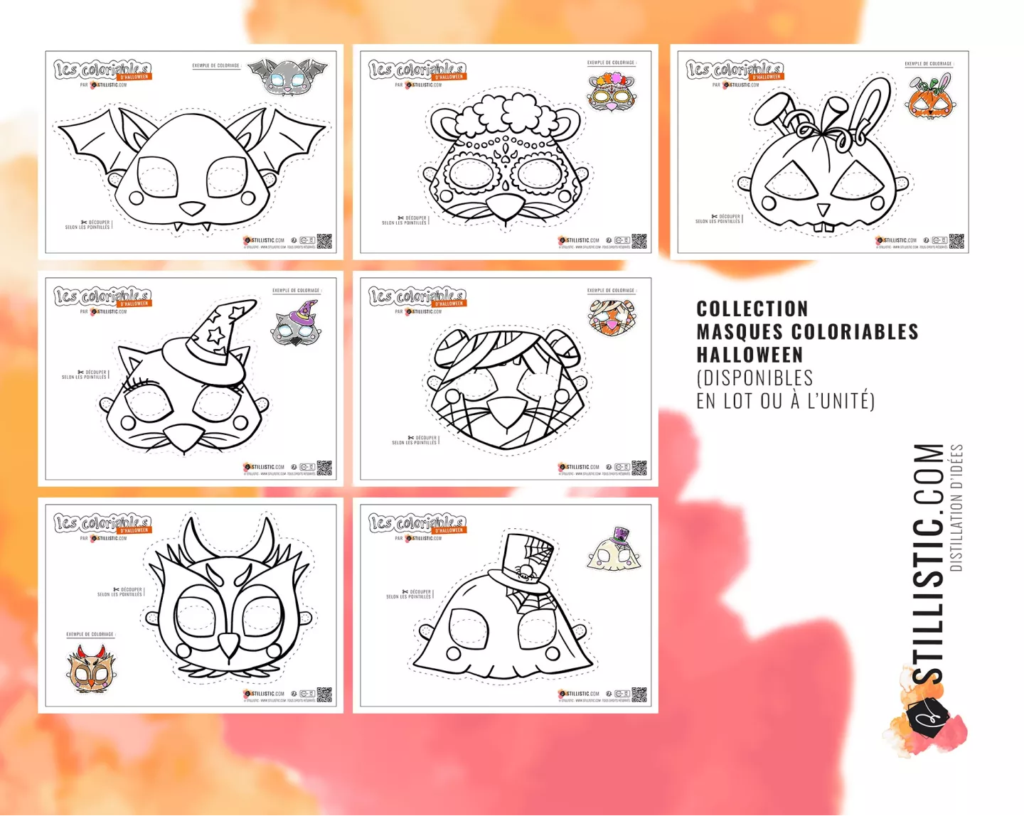 Masque enfant déguisement Lapin citrouille Halloween à imprimer et colorier