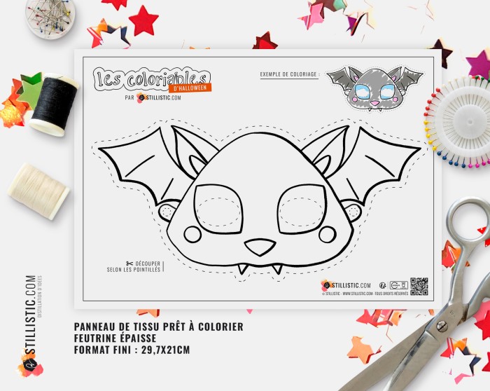 Masque Chauve-souris Halloween coloriable en Feutrine