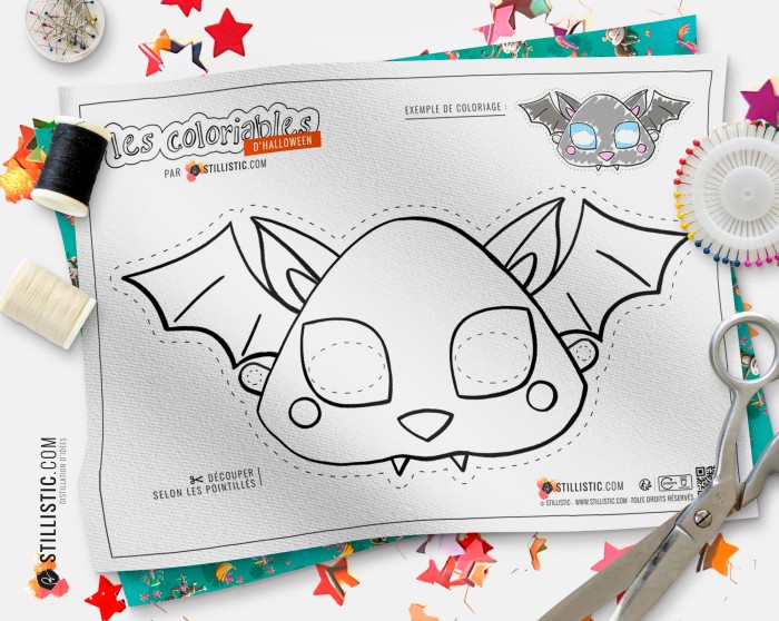 Masque Chauve-souris Halloween coloriable en Feutrine