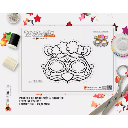 Masque Souris Dia de los muertos  coloriable en Feutrine