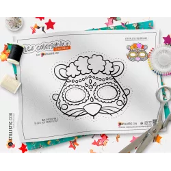Masque Souris Dia de los muertos  coloriable en Feutrine