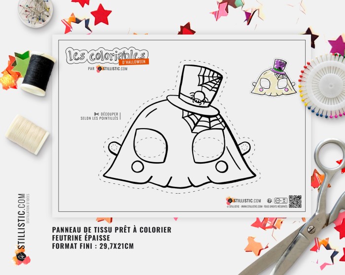 Masque fantôme Halloween coloriable en Feutrine épaisse