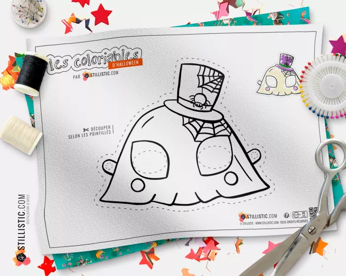 Masque fantôme Halloween coloriable en Feutrine