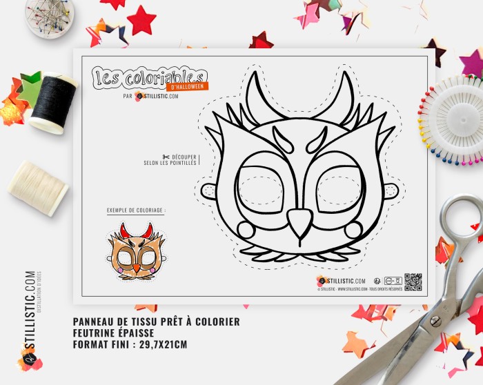 Masque Hibou Halloween coloriable en Feutrine