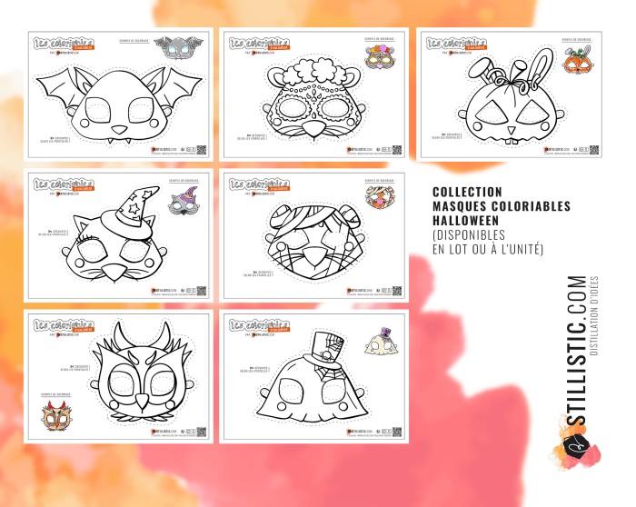Masque Citrouille Halloween coloriable en Feutrine