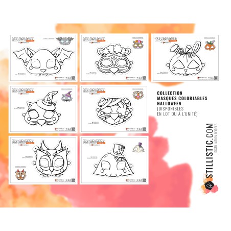 Masque Citrouille Halloween coloriable en Feutrine