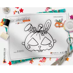 Masque Citrouille Halloween coloriable en Feutrine