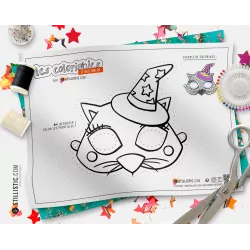 Masque Chat Magicien coloriable en Feutrine