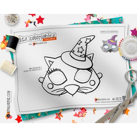Masque Chat Magicien coloriable en Feutrine