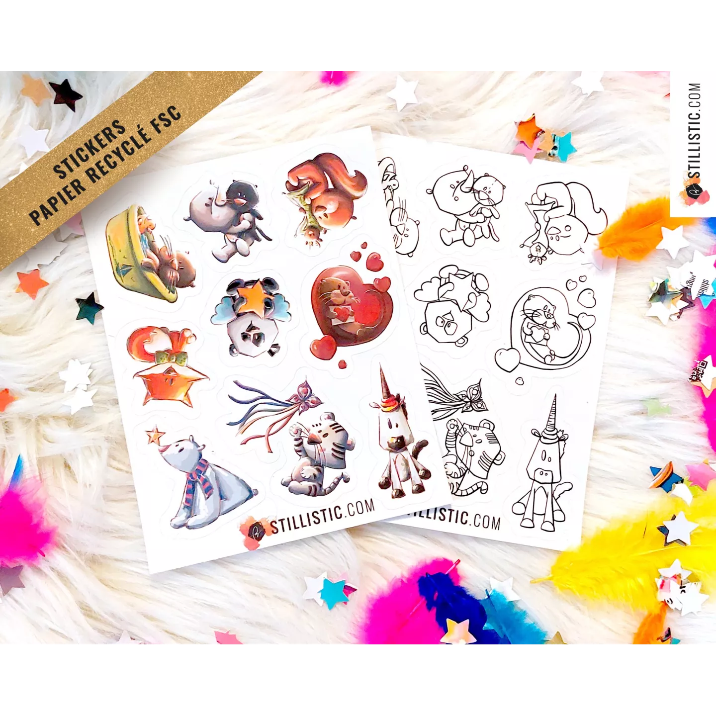Stickers coloriables Animaux Chouchoux Stillistic