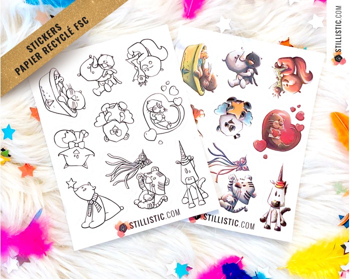 Stickers coloriables Animaux Chouchoux Stillistic