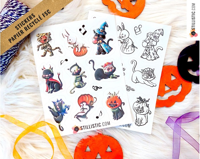 Stickers coloriables Halloween Bal masqué