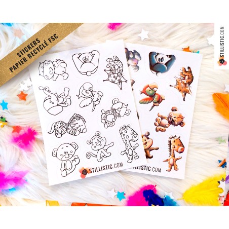 Stickers coloriables Bébés Animaux Sauvages
