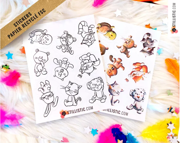 Stickers coloriables Bébés Animaux