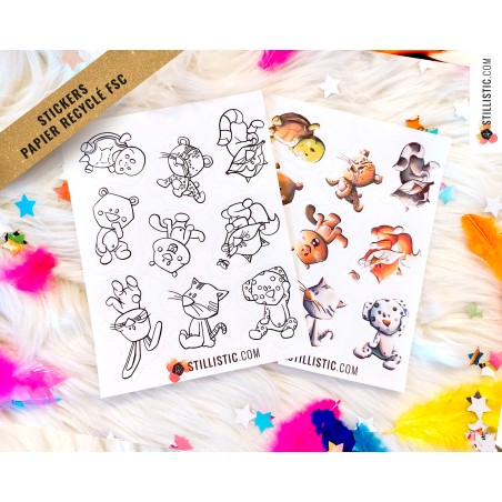 Stickers coloriables Bébés Animaux