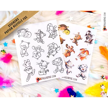 Stickers coloriables Bébés Animaux
