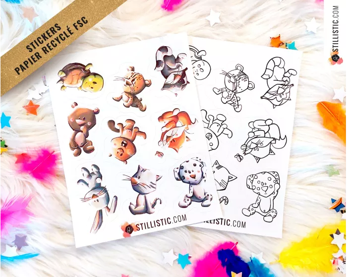Stickers coloriables Bébés Animaux