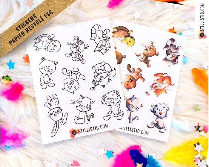 Stickers coloriables Bébés Animaux