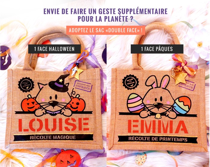 Sac bonbons jute Pâques Lapin