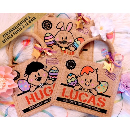 Sac bonbons jute Pâques Lapin