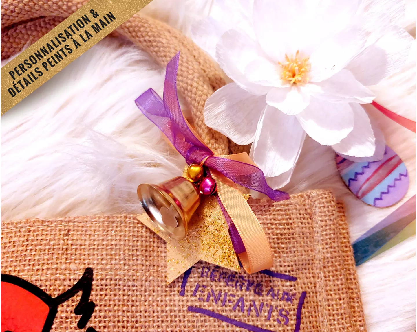 Sac bonbons jute Pâques Lapin