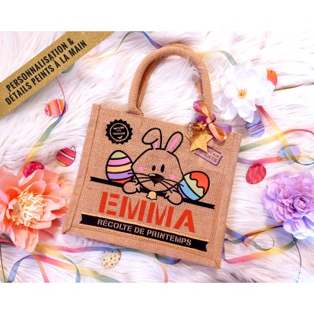 Sac bonbons jute Pâques Lapin