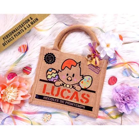 Sac bonbons jute Pâques Lapin
