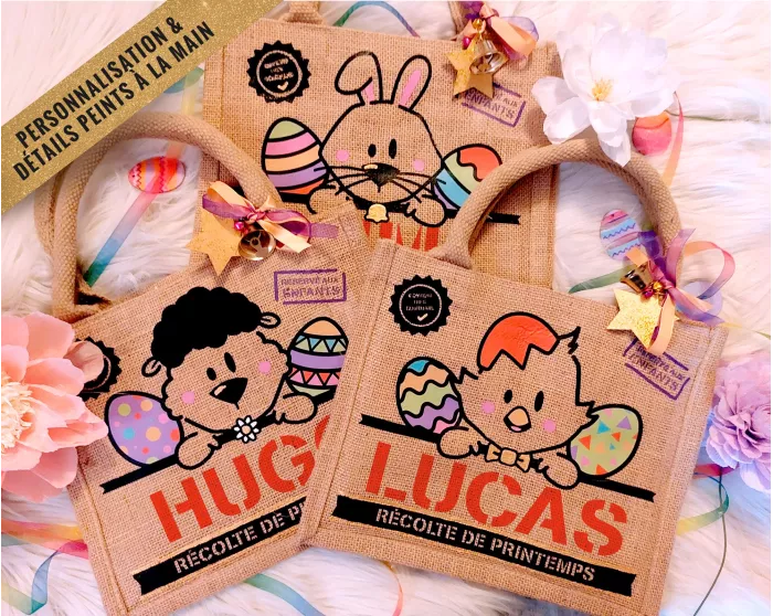 Sac bonbons jute Pâques Agneau
