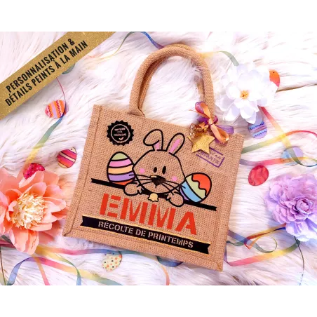 Sac bonbons jute Pâques Poussin