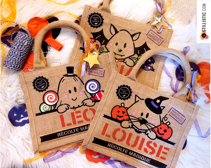 Sac bonbons jute Halloween