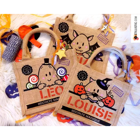 Sac bonbons jute Halloween